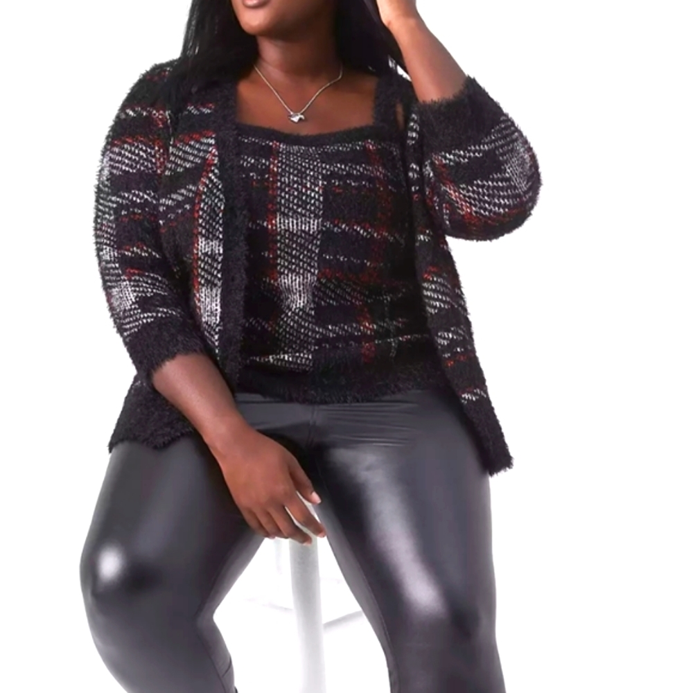 🏷️LB Plaid Cardigan 3/4 sleeve Sweater 18/20